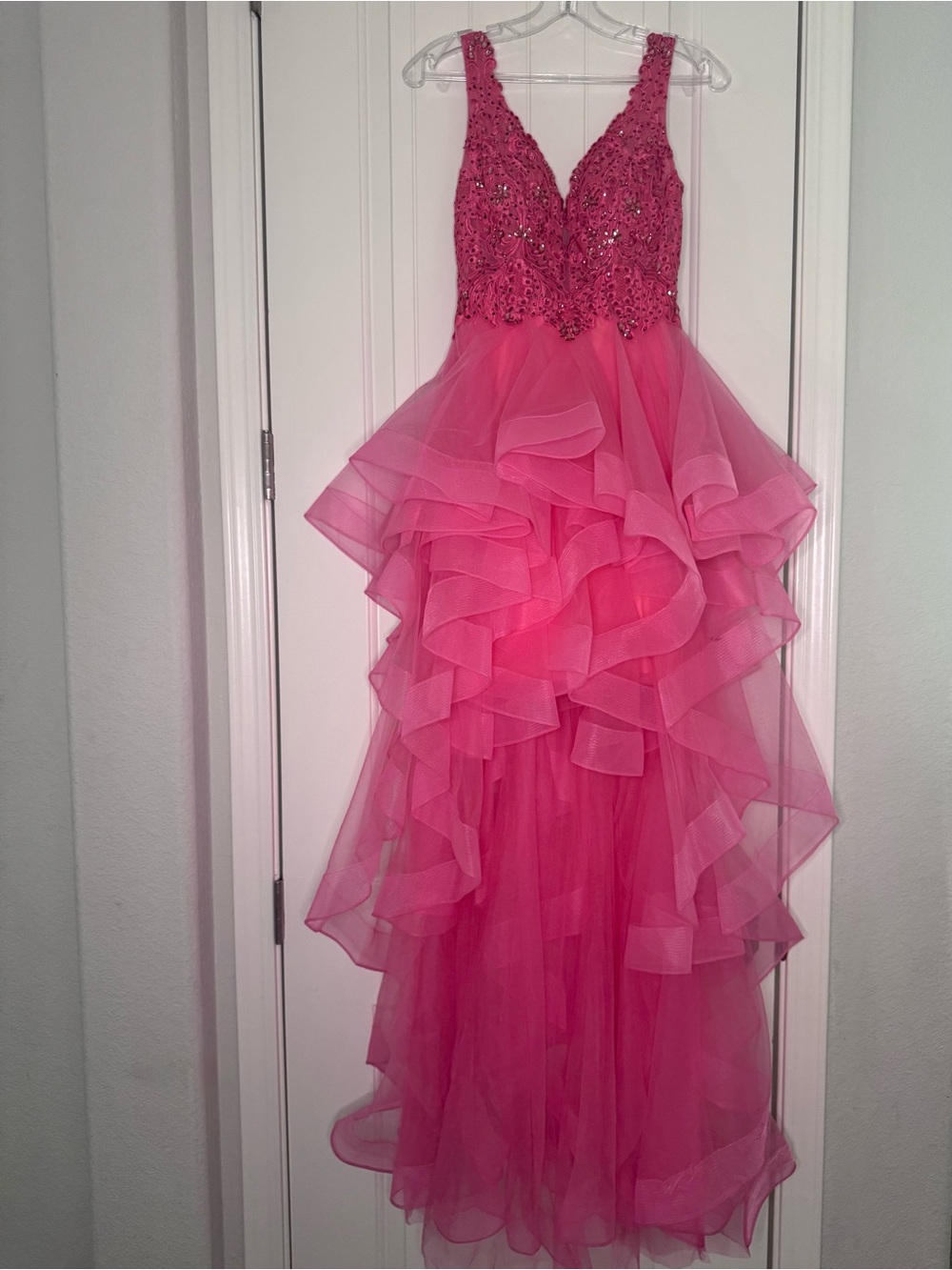 Ellie Wilde Pink Embellished High-Low Prom Dress - Picture 3 of 6